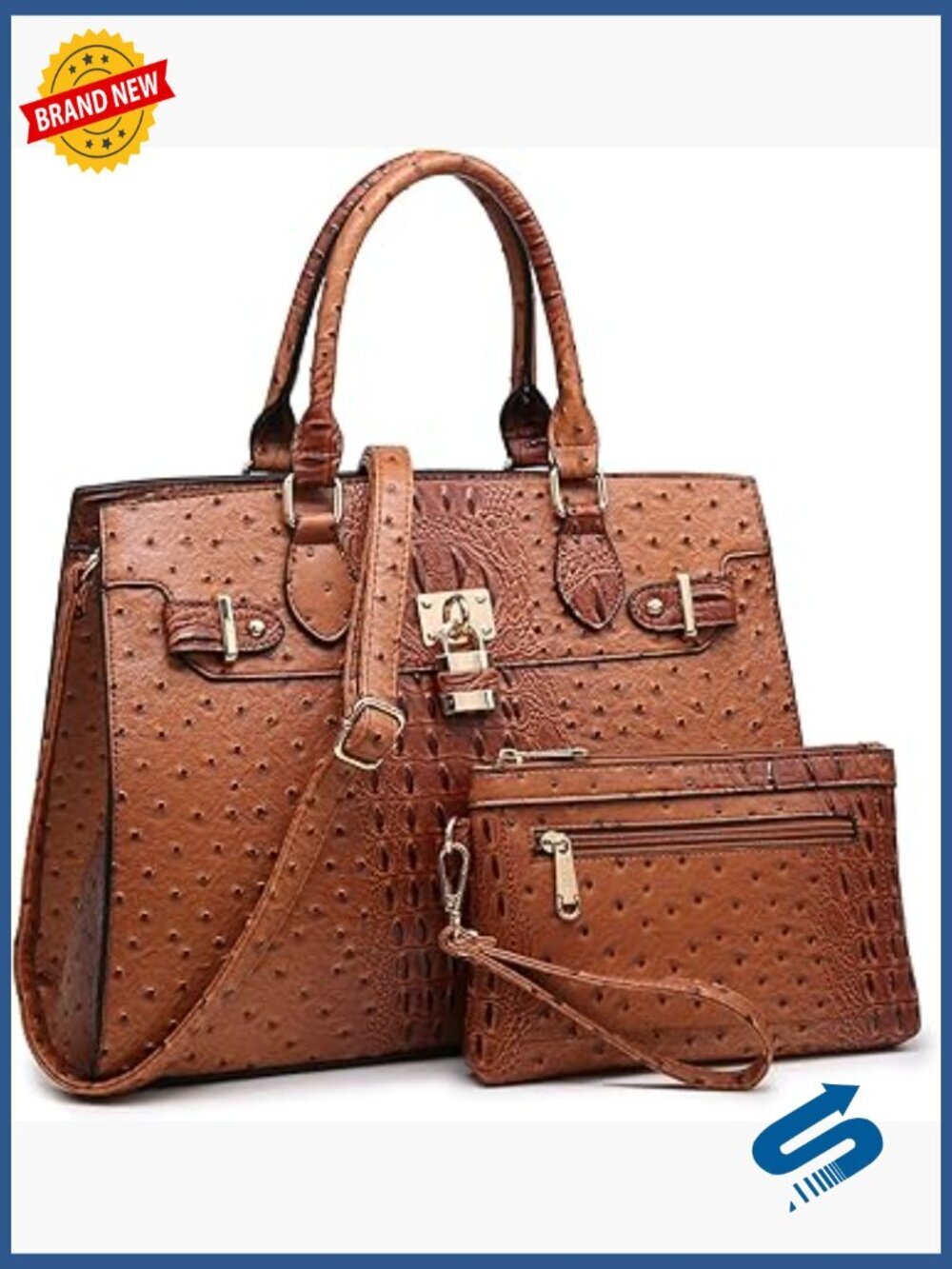 Vegan Leather Satchel Tote with Matching Wallet Set